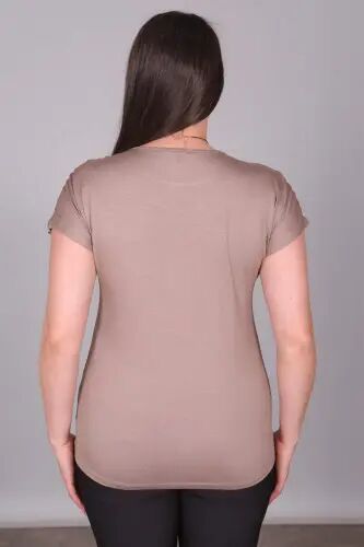Leaf Patterned Low Sleeve Mink Blouse - 5