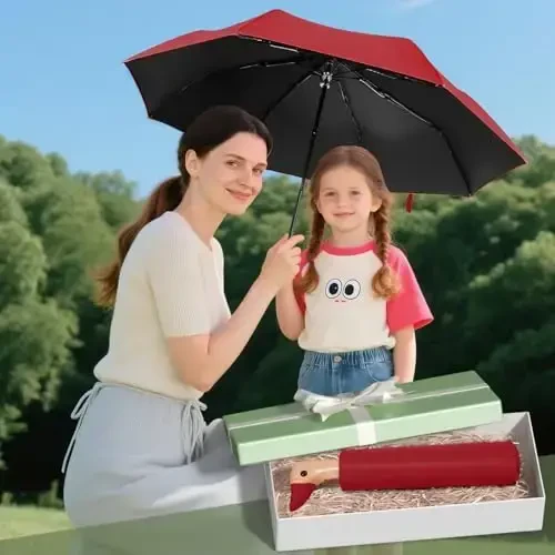 LEAGERA Compact Small Umbrellas for Rain&Sun, Cute Design Duck Head Umbrella for Girls Gifts, 8 Ribs Folding Umbrella with Wooden Handle - 3