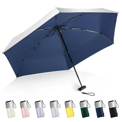 LEAGERA Mini Umbrella For Purse - UPF 50+ UV Blocker Sun Protection Umbrella, Small Micro Travel Parasol Design for Women - 1