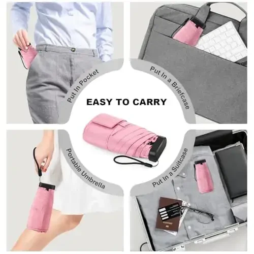 LEAGERA Mini Umbrella - Compact, Waterproof Travel Umbrella for Light Rain, Suitable for Women's Purse and Pocket - MODAZONE (1)