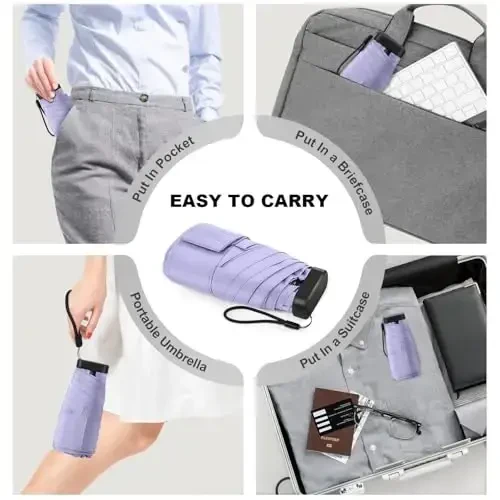 LEAGERA Mini Umbrella - Compact, Waterproof Travel Umbrella for Light Rain, Suitable for Women's Purse and Pocket - MODAZONE (1)