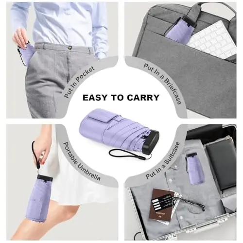 LEAGERA Mini Umbrella - Compact, Waterproof Travel Umbrella for Light Rain, Suitable for Women's Purse and Pocket - 2