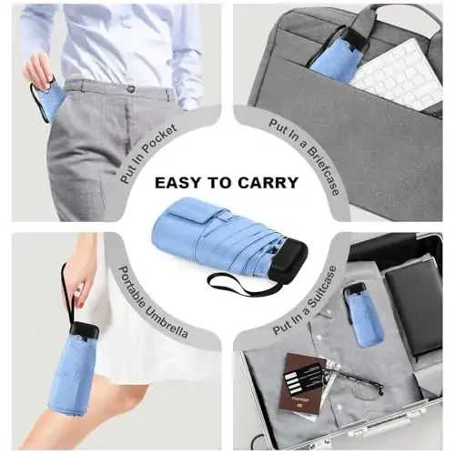 LEAGERA Mini Umbrella - Compact, Waterproof Travel Umbrella for Light Rain, Suitable for Women's Purse and Pocket - 2