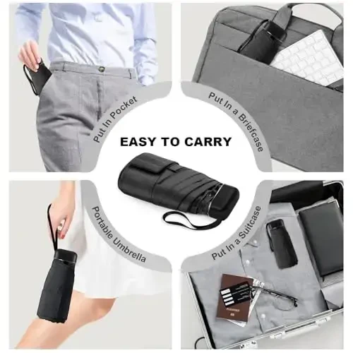 LEAGERA Mini Umbrella - Compact, Waterproof Travel Umbrella for Light Rain, Suitable for Women's Purse and Pocket - 2