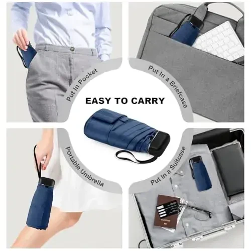 LEAGERA Mini Umbrella - Compact, Waterproof Travel Umbrella for Light Rain, Suitable for Women's Purse and Pocket - MODAZONE (1)