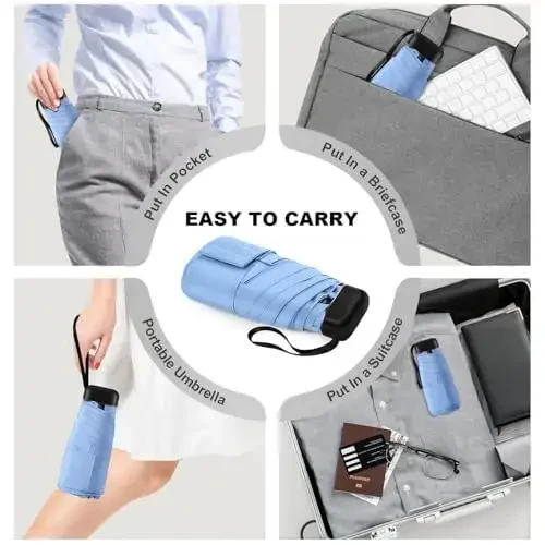 LEAGERA Mini Umbrella - Compact, Waterproof Travel Umbrella for Light Rain, Suitable for Women's Purse and Pocket - 2