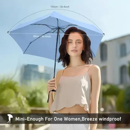 LEAGERA Mini Umbrella - Compact, Waterproof Travel Umbrella for Light Rain, Suitable for Women's Purse and Pocket - 4