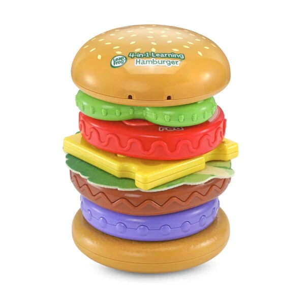 LeapFrog® 4-da-1 O'rganish Hamburger™ Plastik, Matoni Yig'iladigan va Joylanadigan O'yinchoqlar, Aksessuarlar Kiritilgan, Chaqaloq va Go'daklar uchun - 4