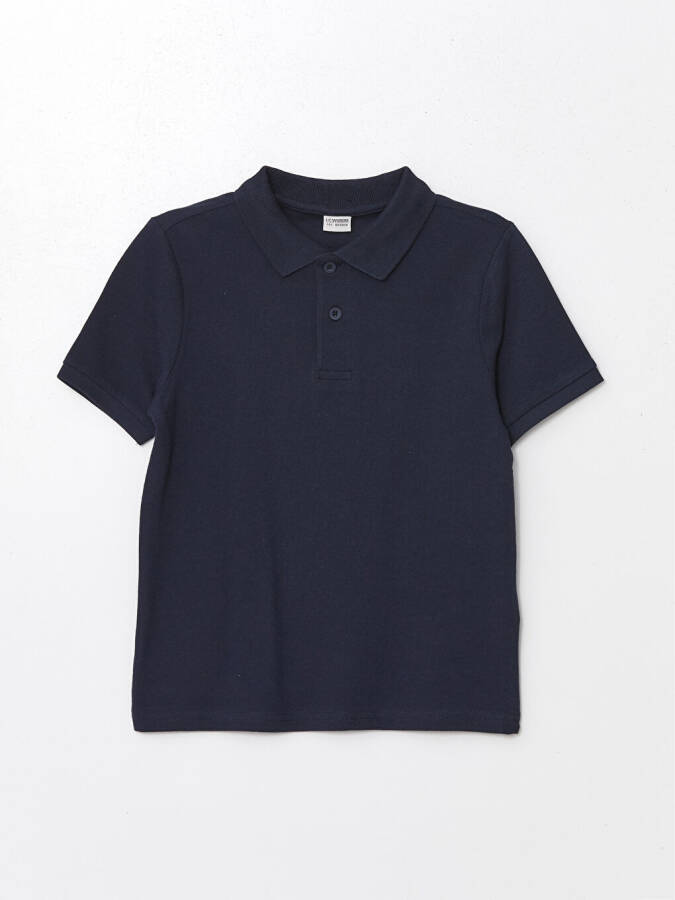 Learning Enthusiast Polo Collar Boy's T-Shirt-Navy Blue - 1