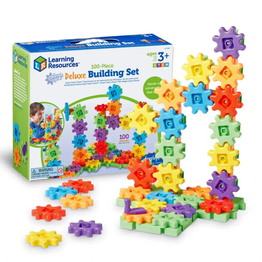 Learning Resources Gears! Gears! Gears! 100-Piece Deluxe Building Set, Boys and Girls Ages 3+, STEM, Building Toy For Kids - 1