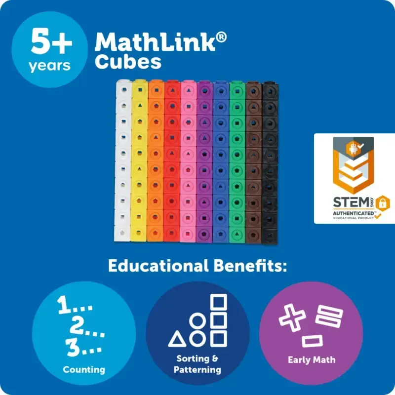 Learning Resources MathLink Cubes - 100 Pieces, Educational Math Cubes Manipulatives, Ages 5+ - 7