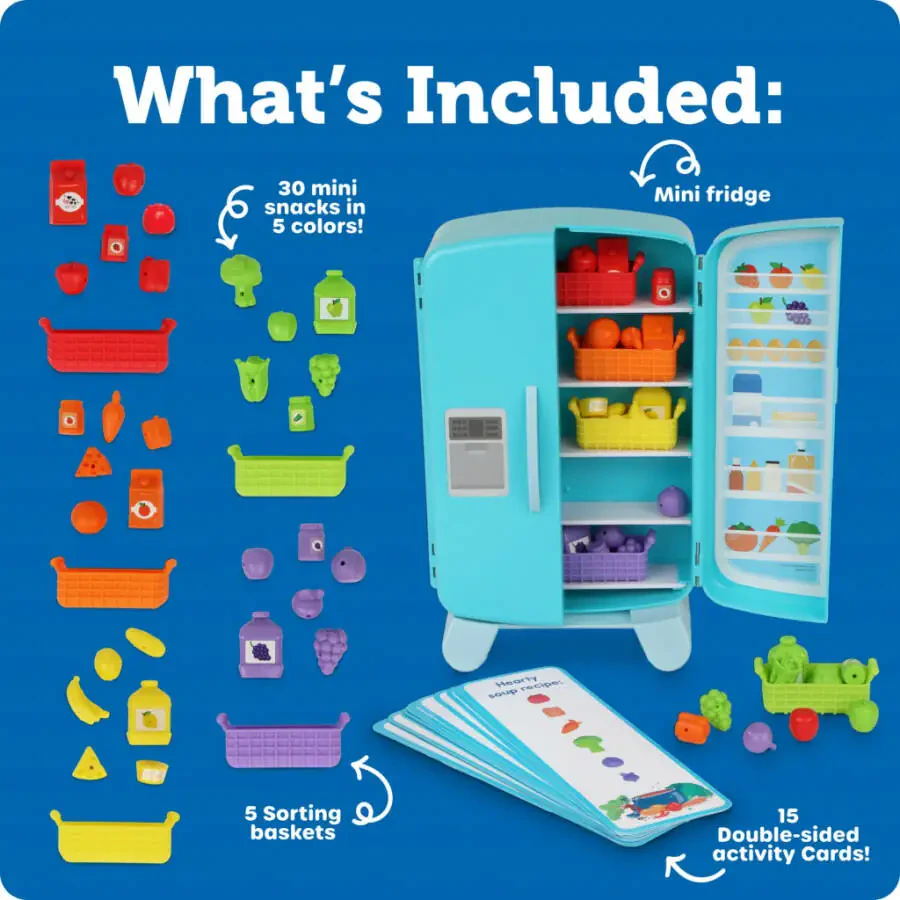 Learning Resources Saralash Gazaklar Mini Muzlatgich, Plastik Shakl Saralash O'yinchog'i, Gazak O'yinchoqlari, 51 dona bilan Ta'lim O'yinchoqlari, 3+ yoshdagi Chaqaloq va Go'dak O'yinchoqlari - 6