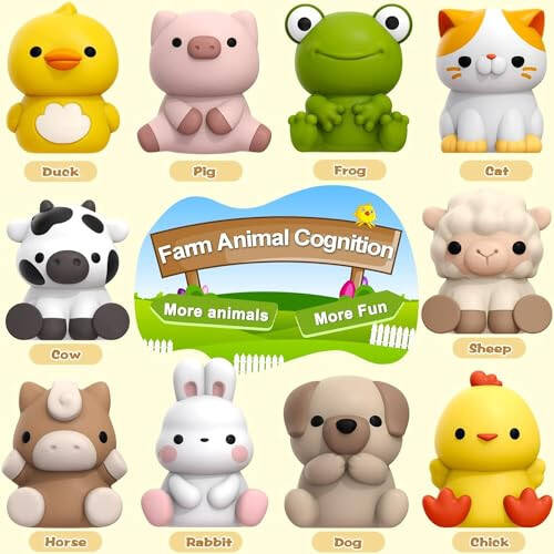 Learning Toys for 1,2,3 Year Old Toddlers, 20Pcs Farm Animals Toys Montessori Counting, Matching & Sorting Fine Motor Games, Christmas Birthday Easter Gift for Baby Boys Girls Age 12-18 Months - 20