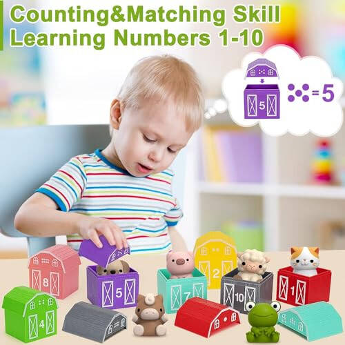 Learning Toys for 1,2,3 Year Old Toddlers, 20Pcs Farm Animals Toys Montessori Counting, Matching & Sorting Fine Motor Games, Christmas Birthday Easter Gift for Baby Boys Girls Age 12-18 Months - 24