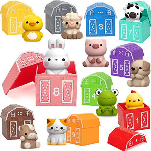 Learning Toys for 1,2,3 Year Old Toddlers, 20Pcs Farm Animals Toys Montessori Counting, Matching & Sorting Fine Motor Games, Christmas Birthday Easter Gift for Baby Boys Girls Age 12-18 Months - 13