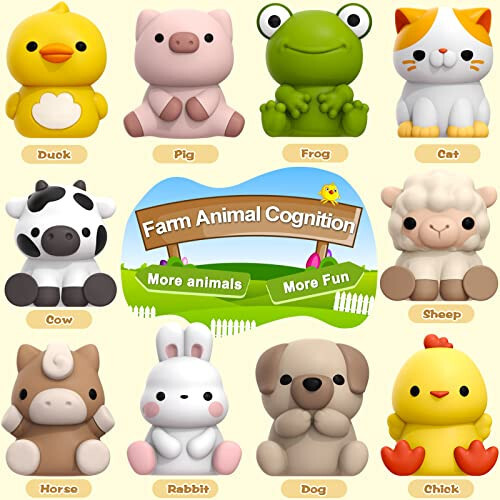 Learning Toys for 1,2,3 Year Old Toddlers, 20Pcs Farm Animals Toys Montessori Counting, Matching & Sorting Fine Motor Games, Christmas Birthday Easter Gift for Baby Boys Girls Age 12-18 Months - 14