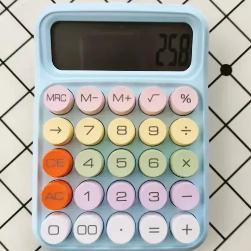 leasote Creative Colorful Candy-colored Electronic Calculator,12 Digit Large LCD Display and Big Round Buttons, Typewriter-Inspired Mechanical Key Calculator for Office,School, Home, Business Use Blue - 5