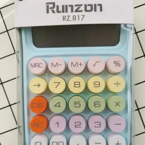 leasote Creative Colorful Candy-colored Electronic Calculator,12 Digit Large LCD Display and Big Round Buttons, Typewriter-Inspired Mechanical Key Calculator for Office,School, Home, Business Use Blue - 6