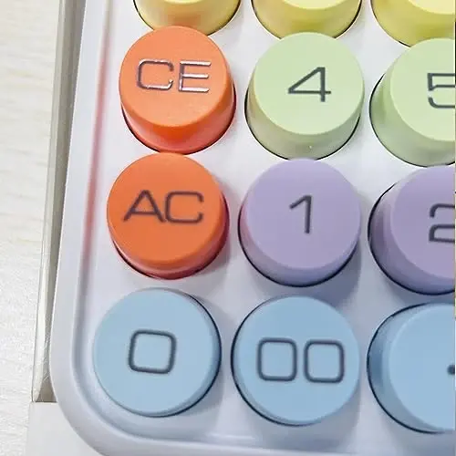 leasote Creative Colorful Candy-Colored Electronic Calculator,12 Digit Large LCD Display and Big Round Buttons, Typewriter-Inspired Mechanical Key Calculator for Office,School, Home, Business Use WHI - 6