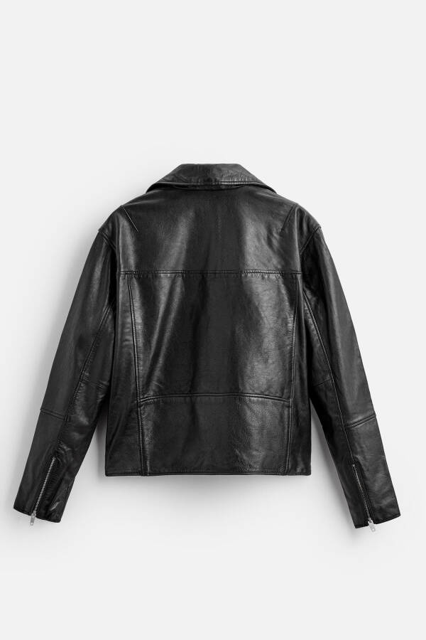 Leather Biker Jacket (Black) - 26