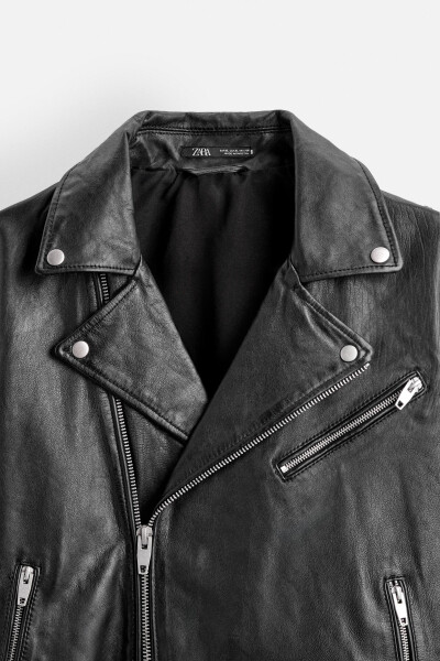 Leather Biker Jacket (Black) - 27