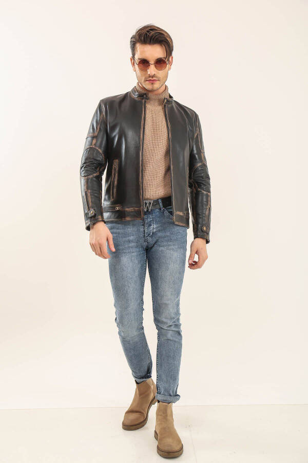 Leather Bomber Jacket for Men - 1