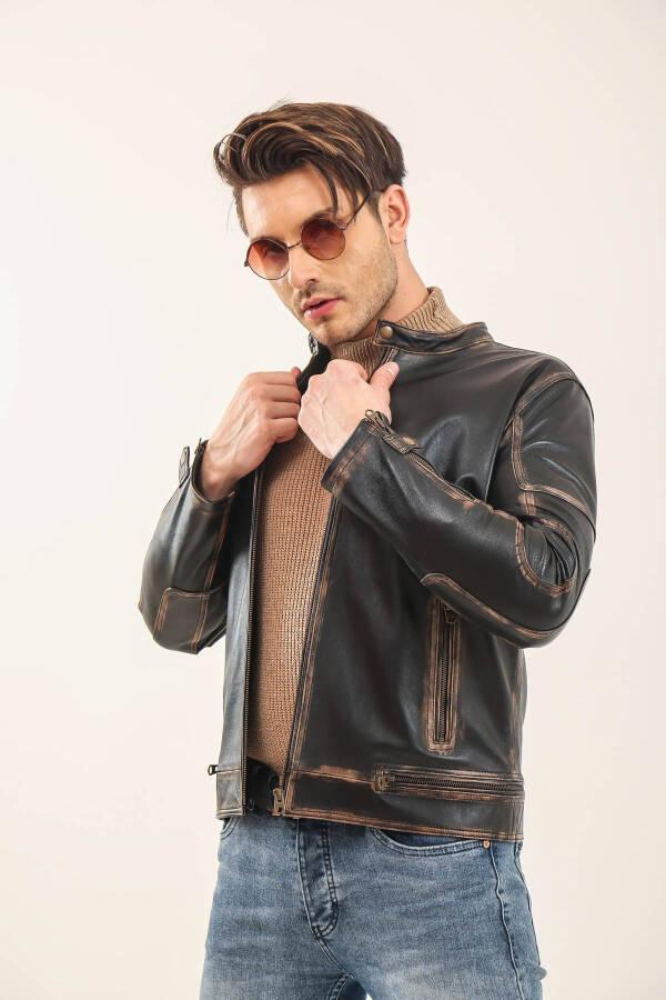 Leather Bomber Jacket for Men - 3