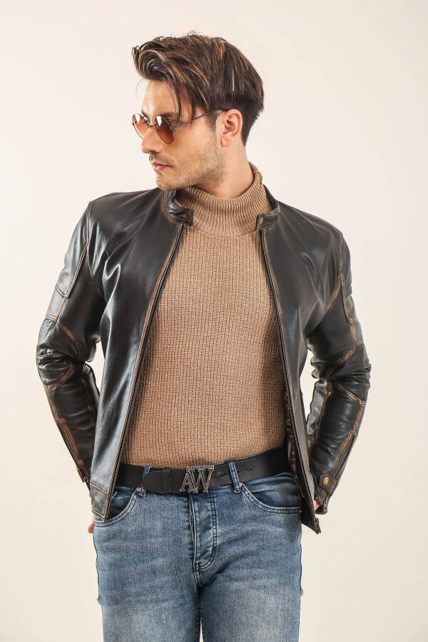 Leather Bomber Jacket for Men - 4