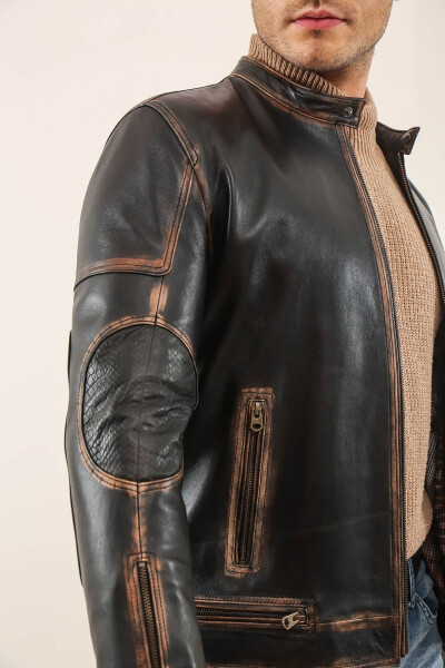 Leather Bomber Jacket for Men - 5