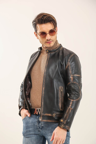 Leather Bomber Jacket for Men - YAMAN (1)