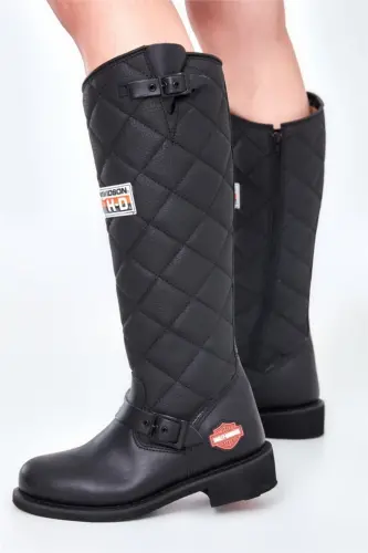 Leather Boot with Rubber Sole-HAR 