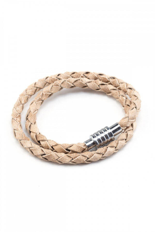 Leather braided bracelet with magnetic closure. - 1