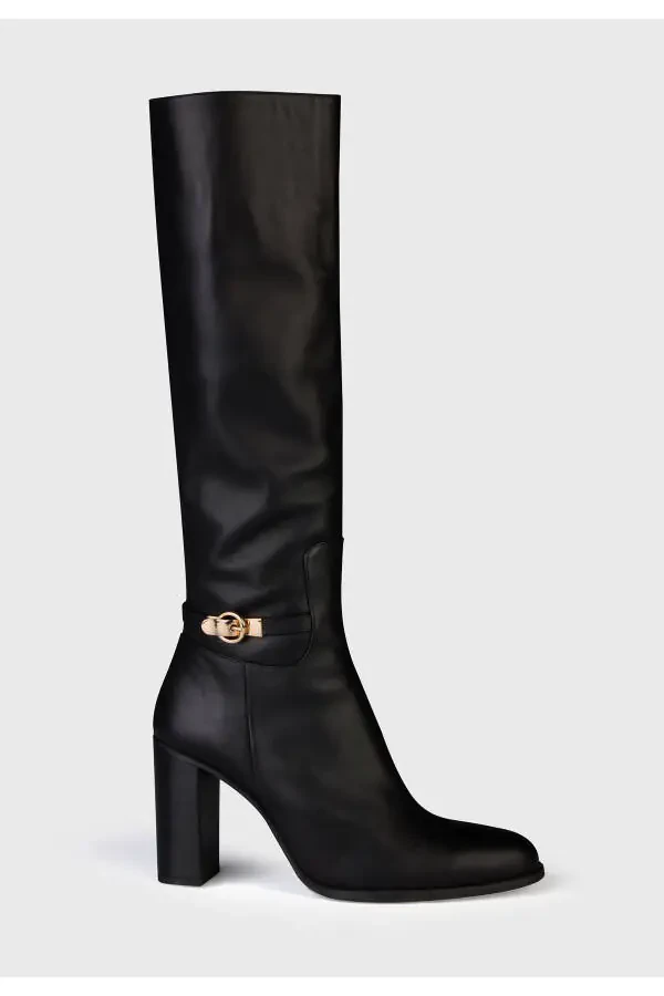 Leather Buckle Long Boot - 2