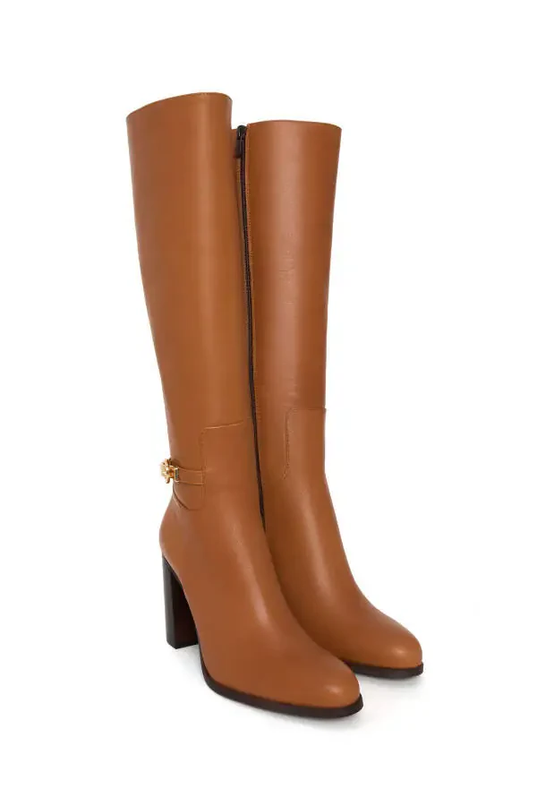 Leather Buckle Tall Boot - 1