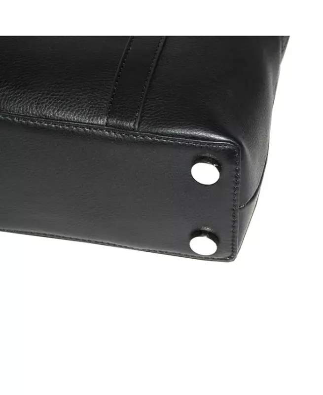 Leather Crossbody Bag with Top Handles - Black - 3