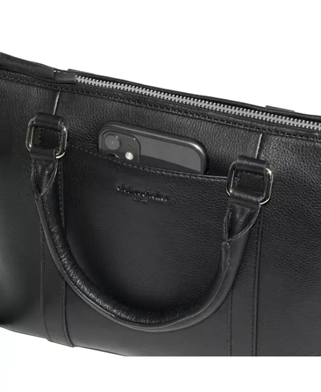 Leather Crossbody Bag with Top Handles - Black - 5