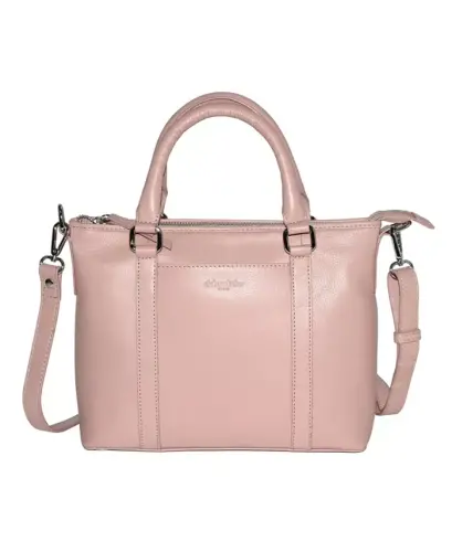 Leather Crossbody Bag with Top Handles-Blush 