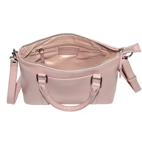 Leather Crossbody Bag with Top Handles-Blush - CLUB ROCHELIER (1)