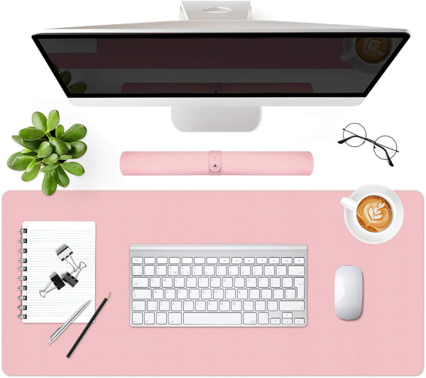 Leather Desk Mouse Pad Pink, 35 1/2 x15 3/8 in XXL Leather Mousepad for Computer, Laptop, Keyboard, Extra Large Mat with Non-Slip Suede Base, Full Desk Protector & Writing Blotter for Office Work - 8