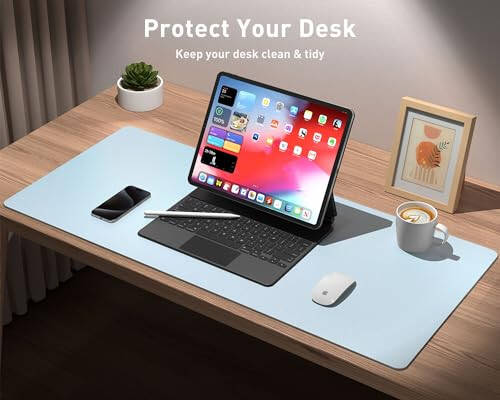 Leather Desk Pad Protector, Mouse Pad, Office Desk Mat, Non-Slip PU Leather Desk Blotter, Laptop Desk Pad, Waterproof Desk Writing Pad for Office and Home (31.5