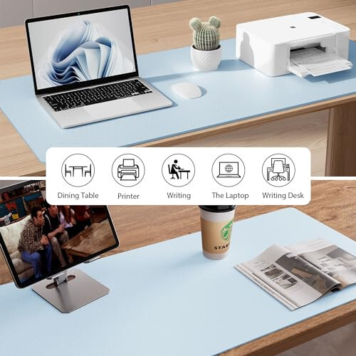 Leather Desk Pad Protector, Mouse Pad, Office Desk Mat, Non-Slip PU Leather Desk Blotter, Laptop Desk Pad, Waterproof Desk Writing Pad for Office and Home (31.5