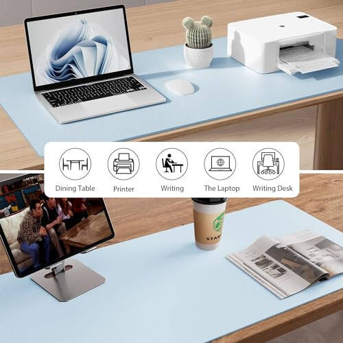 Leather Desk Pad Protector, Mouse Pad, Office Desk Mat, Non-Slip PU Leather Desk Blotter, Laptop Desk Pad, Waterproof Desk Writing Pad for Office and Home (31.5