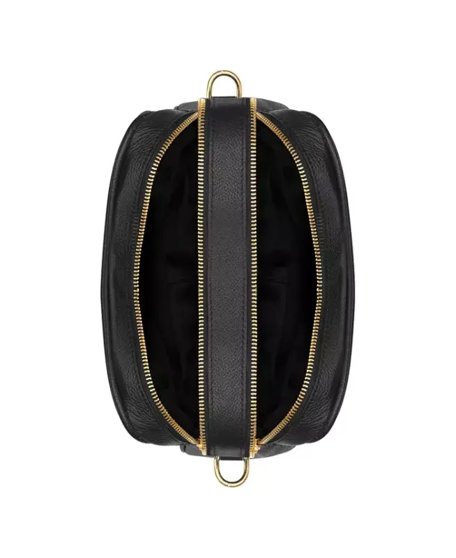 Leather Double-Zip Shoulder Bag-Black - 4