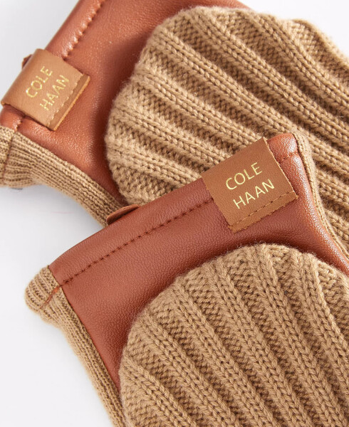 Leather Flip Mitt Gloves British Tan - 2