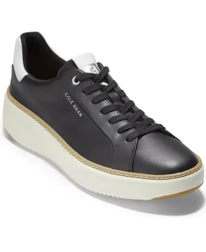 Leather Grandpro Topspin Casual Sneakers-Black - 1