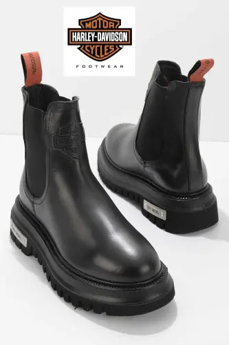 Leather Kadın Bot Bootie KAUÇUK TABAN HAKIKI DERI ENÇOK TERCİH EDİLEN MODEL - Siyah MOURIR 