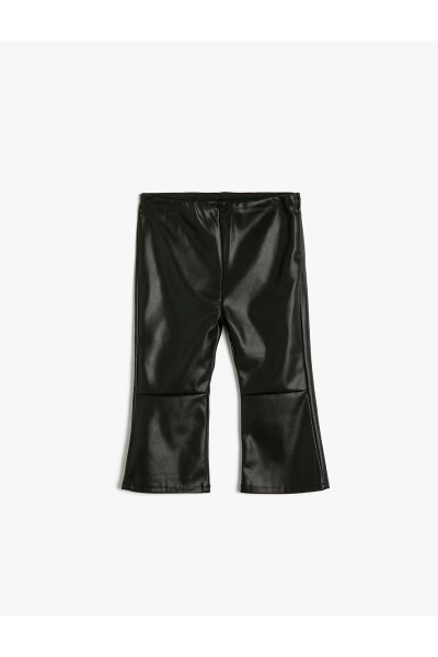 Leather look, elastic waist, Spanish leg leggings. - 1