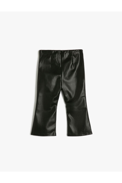 Leather look, elastic waist, Spanish leg leggings. - 2