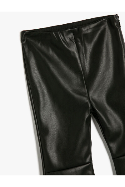 Leather look, elastic waist, Spanish leg leggings. - 3