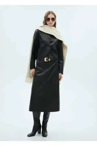 Leather Look Pocket Jacket - MANGO (1)